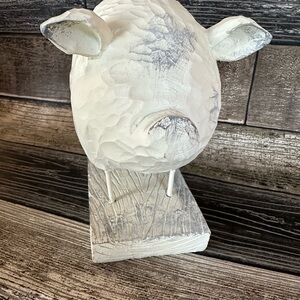 Rustic White Pig Sculpture